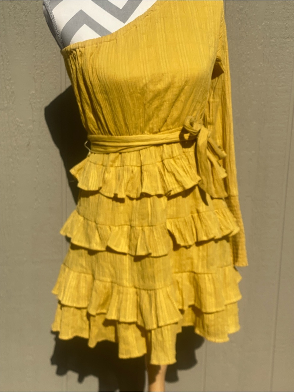 Pink Diamond Medium Yellow Assymetrical Mini Dress - Picture 4 of 10